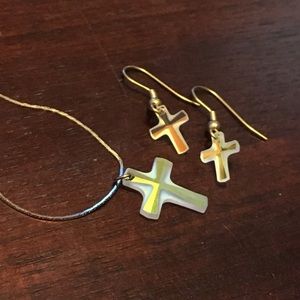 Beautiful cross necklace/earring set